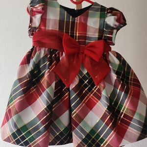 Bonnie Baby Red Plaid Dress And Unders. Baby's Matching Set.